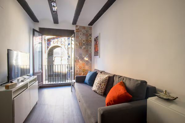 Salón de apartamento turístico gestionado en Valencia